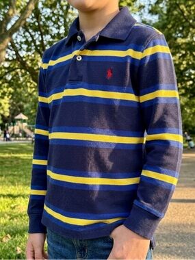 Polo Ralph Lauren Boys Rugby Shirt Size 6 Striped Preppy